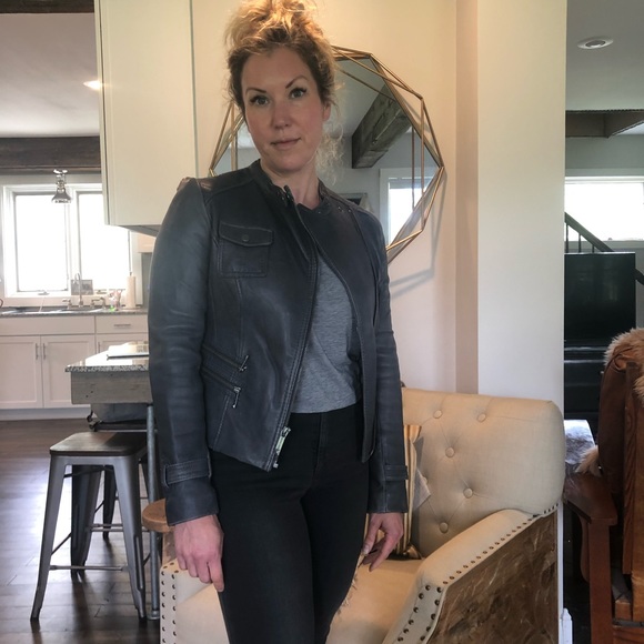 Gray Michael Kors leather jacket - Picture 2 of 7